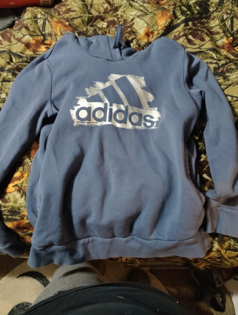 adidas Navy Blue Hoodie with Silver Logo